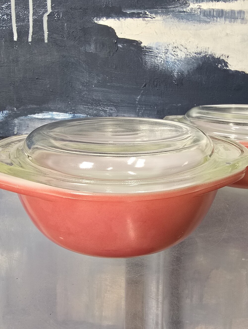 Lot Of 2 PYREX VINTAGE USA MADE FLAMINGO PINK NO. 080 8OZ CASSEROLES WITH LIDS